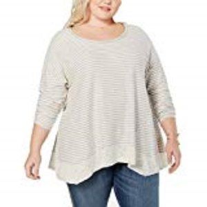 Style & Co Striped Bridge-Hem Top Sz 3X